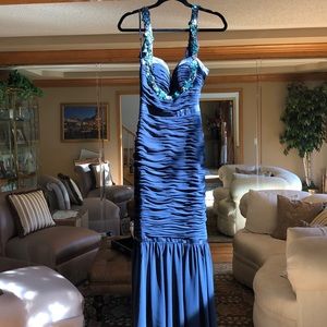 Beautiful blue dress with sequins and beads